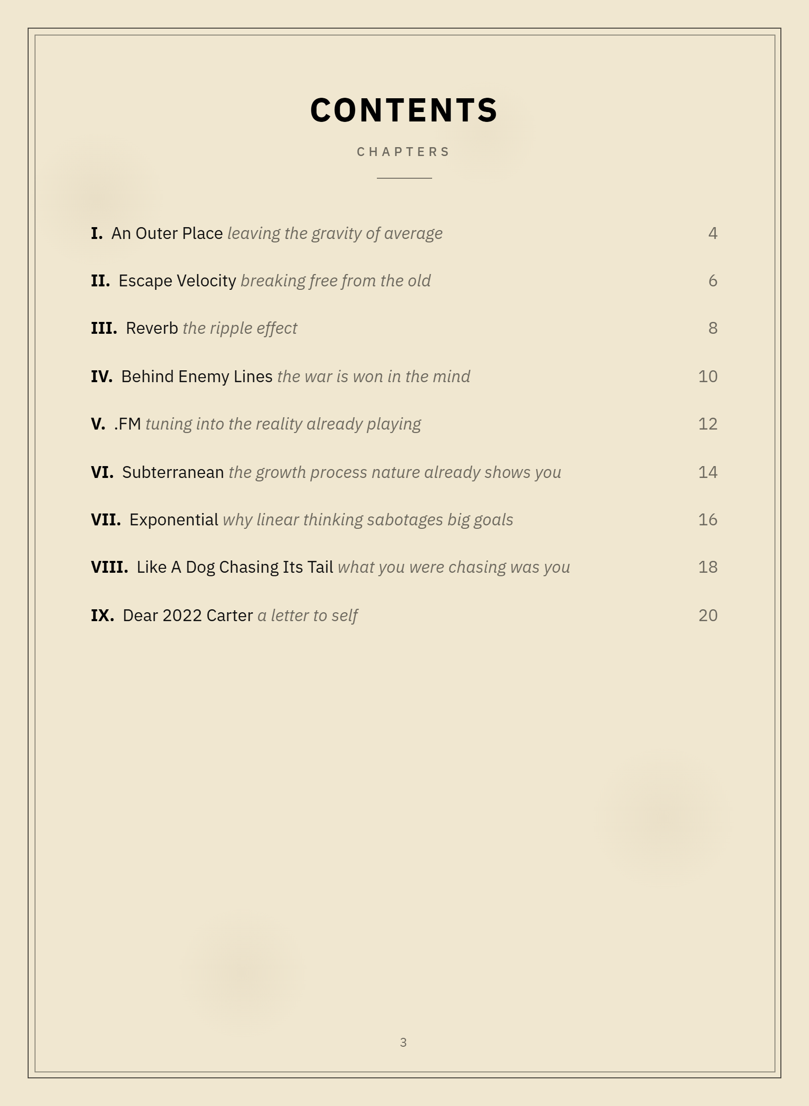 Table of contents